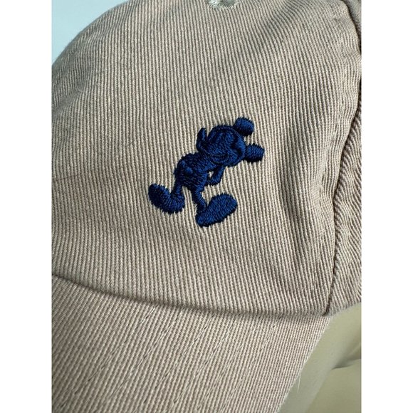 Disney Parks Embroidered Mickey Mouse Blue Icon Hat Cap Khaki Beige Adjustable - Picture 8 of 16